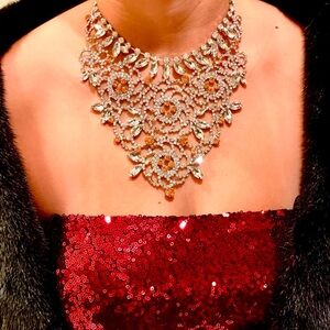 Betsy Johnson NEW Rhinestone Bib Necklace “Ballerina Rose”